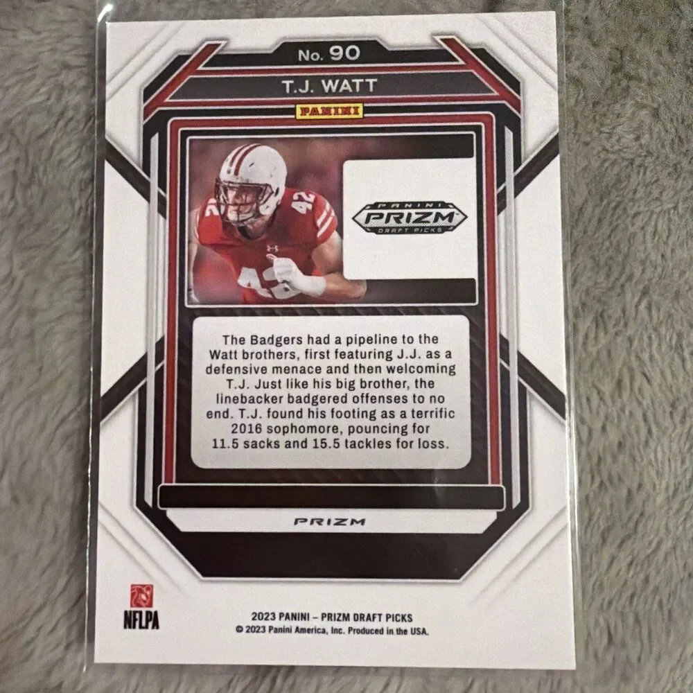 2023 Panini Prizm Draft Picks - T.J. Watt #90 Purple Wave Prizm